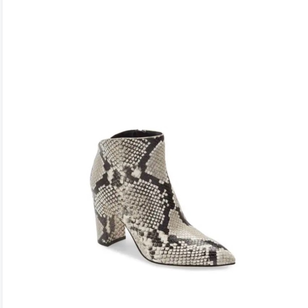 Marc Fisher Black and Cream Snakeskin Ankle Boots